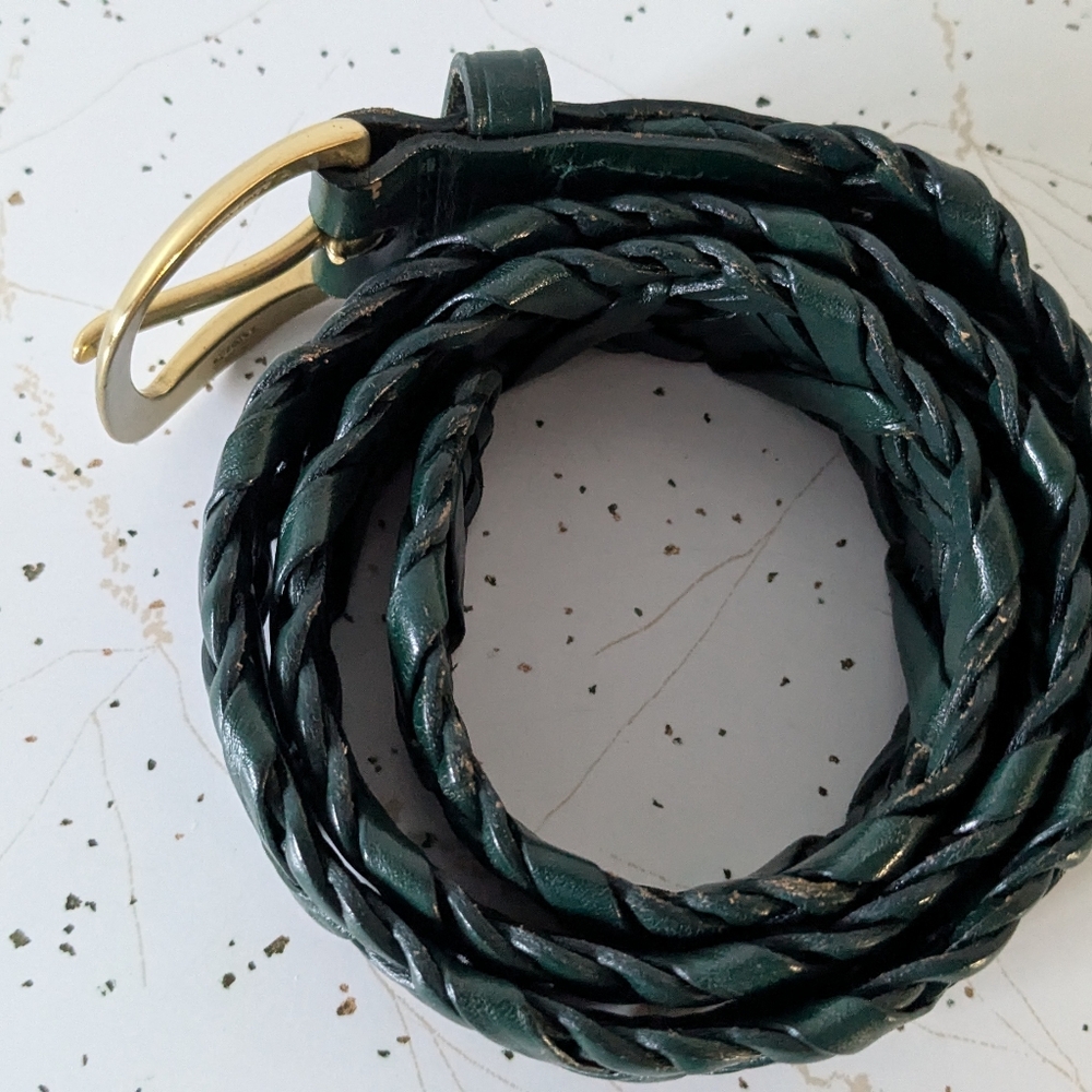 Talbots Green and Gold Braided Belt with Intricate Design - Picture 7 of 9
